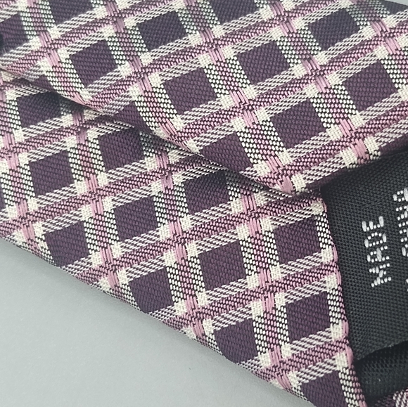 Kenneth Cole 100% Silk Plaid Check Necktie Slim Necktie Men's Tie - Picture 9 of 12